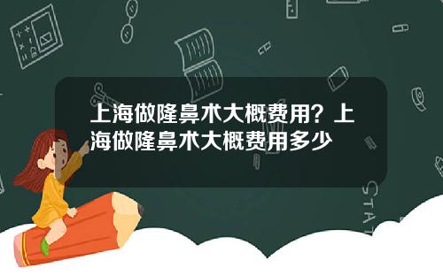 上海做隆鼻术大概费用？上海做隆鼻术大概费用多少