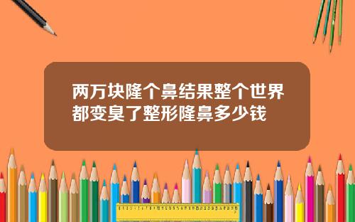 两万块隆个鼻结果整个世界都变臭了整形隆鼻多少钱