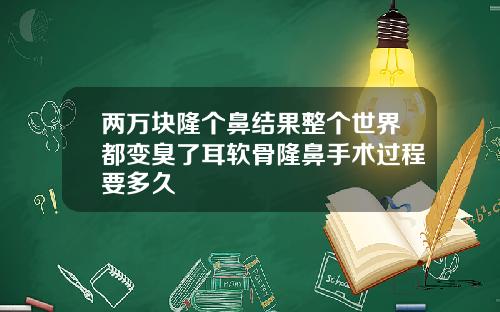 两万块隆个鼻结果整个世界都变臭了耳软骨隆鼻手术过程要多久