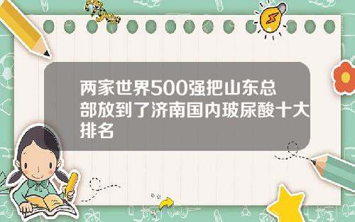 两家世界500强把山东总部放到了济南国内玻尿酸十大排名