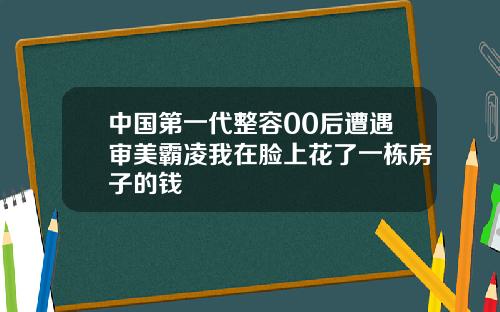 中国第一代整容00后遭遇审美霸凌我在脸上花了一栋房子的钱
