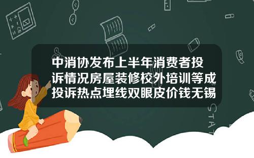 中消协发布上半年消费者投诉情况房屋装修校外培训等成投诉热点埋线双眼皮价钱无锡
