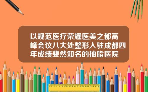 以规范医疗荣耀医美之都高峰会议八大处整形入驻成都四年成绩斐然知名的抽脂医院