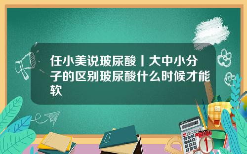任小美说玻尿酸丨大中小分子的区别玻尿酸什么时候才能软