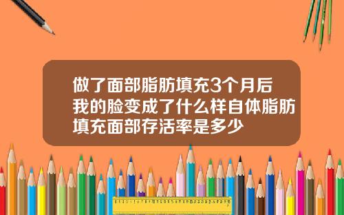 做了面部脂肪填充3个月后我的脸变成了什么样自体脂肪填充面部存活率是多少