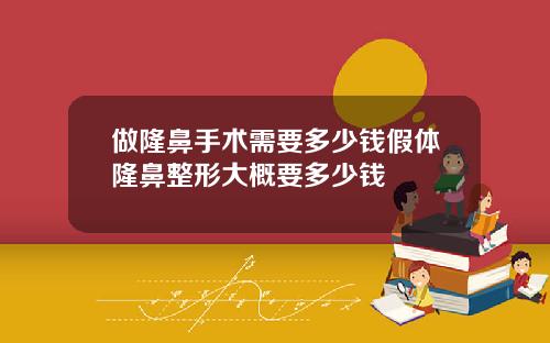 做隆鼻手术需要多少钱假体隆鼻整形大概要多少钱