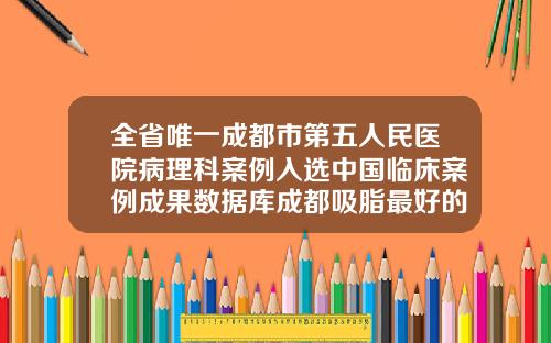 全省唯一成都市第五人民医院病理科案例入选中国临床案例成果数据库成都吸脂最好的医院排名