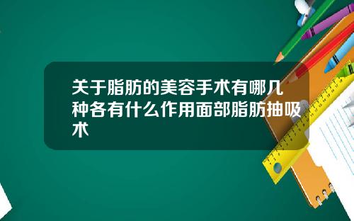 关于脂肪的美容手术有哪几种各有什么作用面部脂肪抽吸术