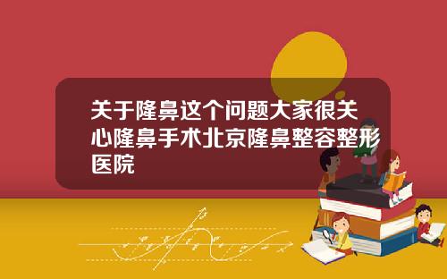关于隆鼻这个问题大家很关心隆鼻手术北京隆鼻整容整形医院