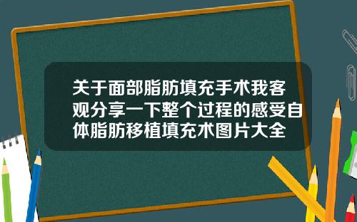 关于面部脂肪填充手术我客观分享一下整个过程的感受自体脂肪移植填充术图片大全