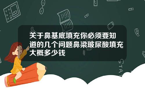 关于鼻基底填充你必须要知道的几个问题鼻梁玻尿酸填充大概多少钱