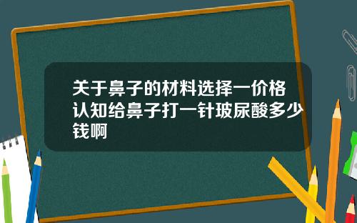关于鼻子的材料选择一价格认知给鼻子打一针玻尿酸多少钱啊