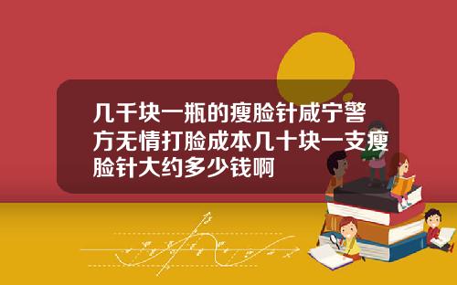 几千块一瓶的瘦脸针咸宁警方无情打脸成本几十块一支瘦脸针大约多少钱啊