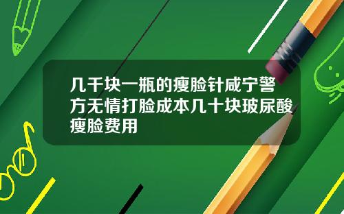 几千块一瓶的瘦脸针咸宁警方无情打脸成本几十块玻尿酸瘦脸费用