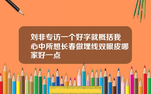 刘非专访一个好字就概括我心中所想长春做埋线双眼皮哪家好一点