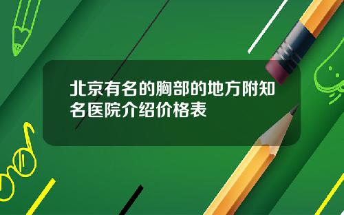 北京有名的胸部的地方附知名医院介绍价格表