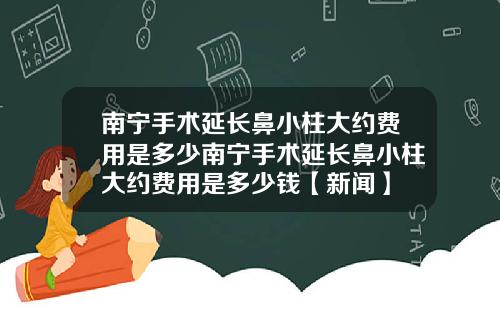 南宁手术延长鼻小柱大约费用是多少南宁手术延长鼻小柱大约费用是多少钱【新闻】