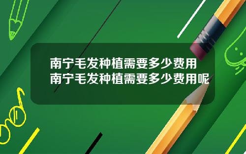 南宁毛发种植需要多少费用南宁毛发种植需要多少费用呢