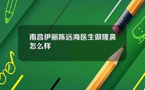 南昌伊丽陈远海医生做隆鼻怎么样