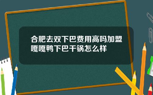 合肥去双下巴费用高吗加盟嘎嘎鸭下巴干锅怎么样