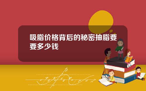 吸脂价格背后的秘密抽脂要要多少钱