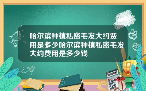 哈尔滨种植私密毛发大约费用是多少哈尔滨种植私密毛发大约费用是多少钱
