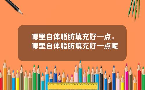 哪里自体脂肪填充好一点，哪里自体脂肪填充好一点呢