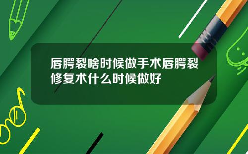唇腭裂啥时候做手术唇腭裂修复术什么时候做好