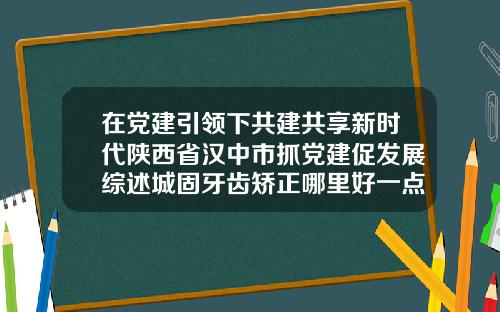 在党建引领下共建共享新时代陕西省汉中市抓党建促发展综述城固牙齿矫正哪里好一点