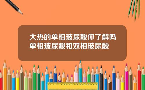 大热的单相玻尿酸你了解吗单相玻尿酸和双相玻尿酸