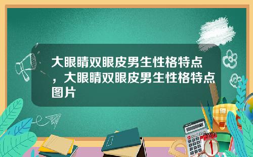 大眼睛双眼皮男生性格特点，大眼睛双眼皮男生性格特点图片