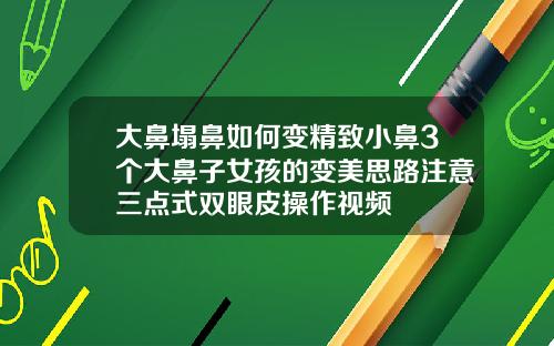 大鼻塌鼻如何变精致小鼻3个大鼻子女孩的变美思路注意三点式双眼皮操作视频