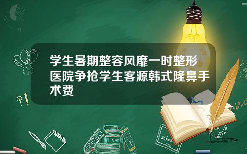 学生暑期整容风靡一时整形医院争抢学生客源韩式隆鼻手术费