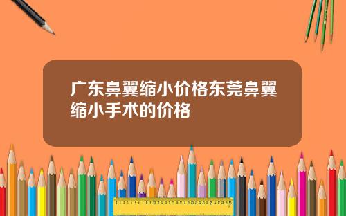 广东鼻翼缩小价格东莞鼻翼缩小手术的价格