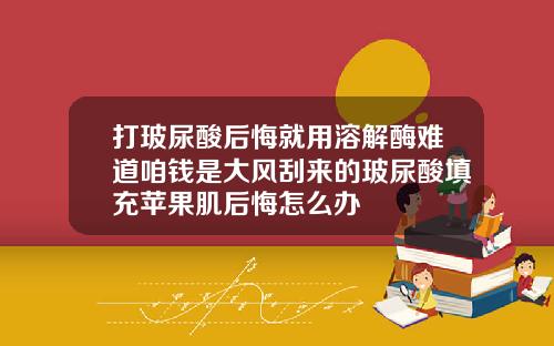 打玻尿酸后悔就用溶解酶难道咱钱是大风刮来的玻尿酸填充苹果肌后悔怎么办