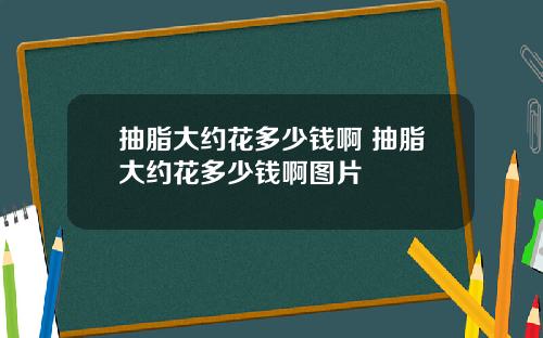 抽脂大约花多少钱啊 抽脂大约花多少钱啊图片