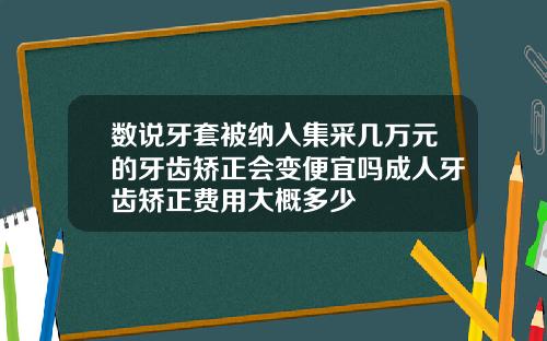 数说牙套被纳入集采几万元的牙齿矫正会变便宜吗成人牙齿矫正费用大概多少