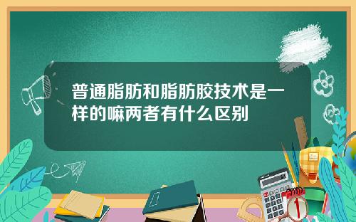 普通脂肪和脂肪胶技术是一样的嘛两者有什么区别