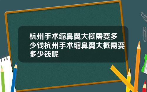 杭州手术缩鼻翼大概需要多少钱杭州手术缩鼻翼大概需要多少钱呢