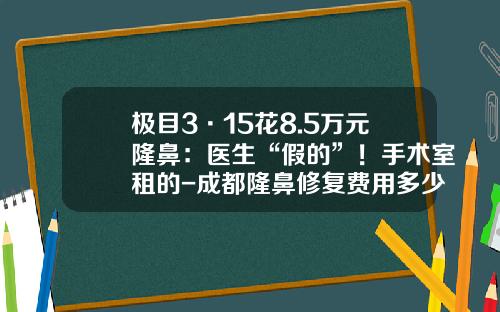 极目3·15花8.5万元隆鼻：医生“假的”！手术室租的-成都隆鼻修复费用多少钱