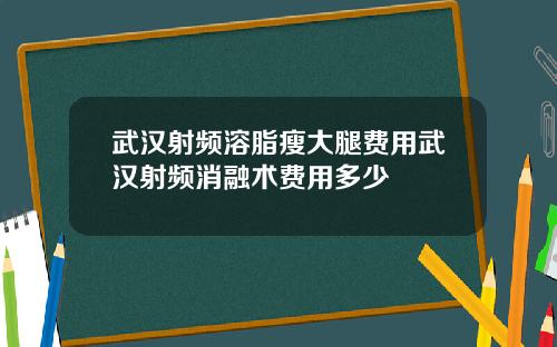 武汉射频溶脂瘦大腿费用武汉射频消融术费用多少