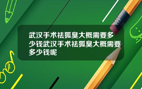 武汉手术祛狐臭大概需要多少钱武汉手术祛狐臭大概需要多少钱呢