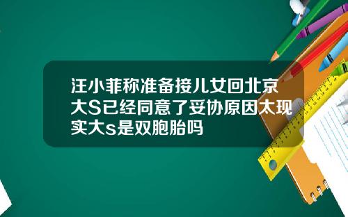 汪小菲称准备接儿女回北京大S已经同意了妥协原因太现实大s是双胞胎吗