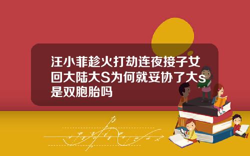 汪小菲趁火打劫连夜接子女回大陆大S为何就妥协了大s是双胞胎吗