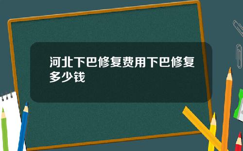 河北下巴修复费用下巴修复多少钱