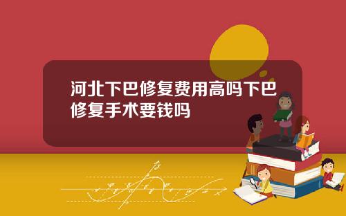 河北下巴修复费用高吗下巴修复手术要钱吗