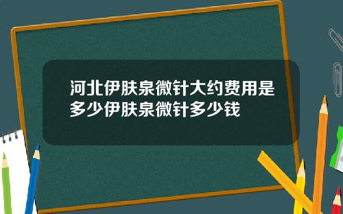 河北伊肤泉微针大约费用是多少伊肤泉微针多少钱