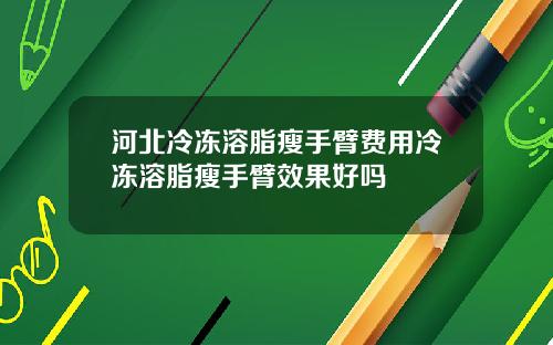 河北冷冻溶脂瘦手臂费用冷冻溶脂瘦手臂效果好吗