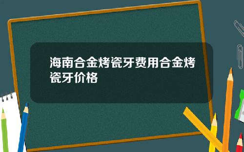 海南合金烤瓷牙费用合金烤瓷牙价格