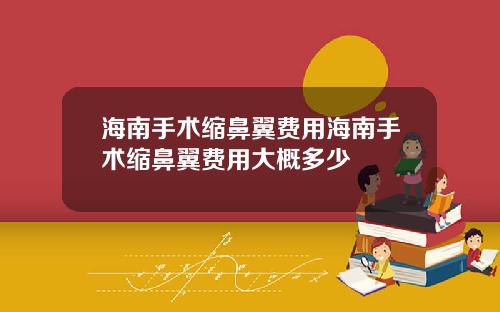 海南手术缩鼻翼费用海南手术缩鼻翼费用大概多少